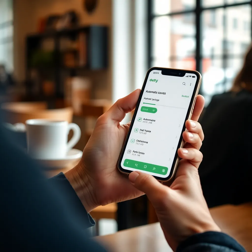 Persoon stelt automatische spaarfunctie in op Nederlandse bankapp