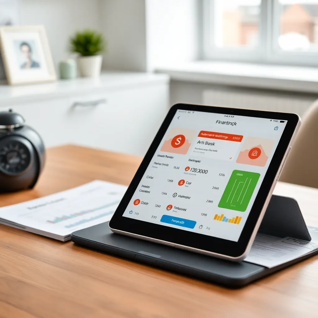Automatische spaartools en bankrekeningen op tablet